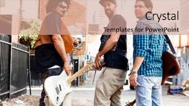  Presentation with band - Cool new PPT layouts with location sound - band of musicians walking away backdrop and a coral colored foreground