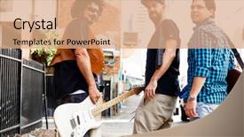  Presentation with band - Presentation theme with location sound - band of musicians walking away background and a coral colored foreground