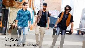  Presentation with band - Cool new PPT theme with location sound - meet the band backdrop and a light gray colored foreground