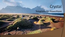  Presentation with green hills - Presentation design consisting of location stokksnes cape vestrahorn batman background and a light blue colored foreground