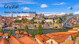 Presentation with old - PPT theme enhanced with location warehouse - porto portugal old town background and a light blue colored foreground
