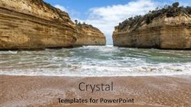  Presentation with ocean ship - Presentation theme having loch-ard-gorge background and a coral colored foreground