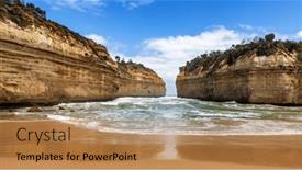  Presentation with ocean ship - Presentation theme featuring loch-ard-gorge background and a coral colored foreground
