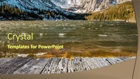  Presentation with mountain snow - Cool new presentation theme with loch-lake-with-rocks backdrop and a tawny brown colored foreground