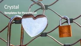 Presentation with love heart - Colorful presentation theme enhanced with lock - heart-shaped blank padlock backdrop and a gray colored foreground