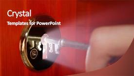  Presentation with keyhole - Audience pleasing presentation consisting of locked door - key and keyhole with light backdrop and a crimson colored foreground