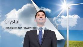  Presentation with turbine - Colorful PPT theme enhanced with lock electricity - composite image of sky background backdrop and a  colored foreground