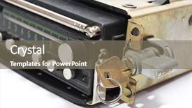  Presentation with radio - Beautiful presentation design featuring lock electricity - old auto radio with key backdrop and a  colored foreground