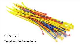  Presentation with blue and white tie dye swirl - Presentation design with lock electricity - plastic cable ties isolated background and a white colored foreground