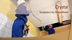  Presentation with ceiling designs - Amazing slide set having lock electricity - two electrician working on ceiling backdrop and a lemonade colored foreground