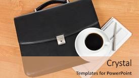  Presentation with portfolio - Presentation theme featuring black portfolio and coffee background and a  colored foreground