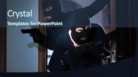 Presentation with house - Cool new presentation theme with lock machine - armed thieves entering a house backdrop and a ocean colored foreground
