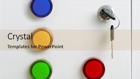  Presentation with cabinet - Colorful slide set enhanced with lock machine - colorful indicators electrical switchgear cabinet backdrop and a yellow colored foreground