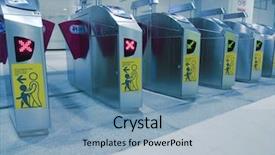  Presentation with station - Amazing presentation theme having lock machine - entrance of railway station backdrop and a light blue colored foreground