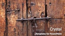  Presentation with old - Theme with lock on an old door background and a tawny brown colored foreground