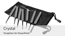  Presentation with performance and execution lock - Slide deck with lock picks isolated on white background and a light gray colored foreground