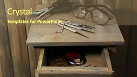  Presentation with wooden board empty table top - Cool new presentation with lock picks on wooden table backdrop and a  colored foreground