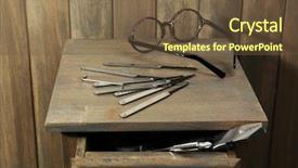  Presentation with wooden - Amazing slides having lock picks on wooden table backdrop and a tawny brown colored foreground