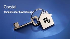  Presentation with house key - Amazing slide deck having lock rings - key and key ring backdrop and a ocean colored foreground