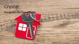  Presentation with lock out tag out key - Presentation theme consisting of lock tag - symbol of the house background and a coral colored foreground