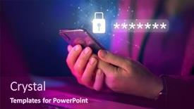  Presentation with cybersecurity - PPT theme featuring lock-the-phone background and a  colored foreground