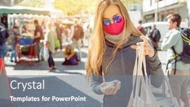  Presentation with lockdown - Presentation theme featuring lockdown-has-lifted-woman background and a gray colored foreground