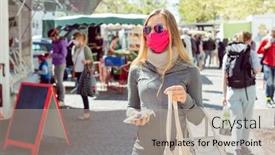  Presentation with lockdown - Slide deck with lockdown-has-lifted-woman background and a mint green colored foreground