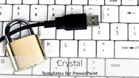  Presentation with cable - Beautiful slide deck featuring locked-cable-on-white-keyboard and a white colored foreground