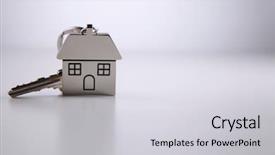  Presentation with house key - Cool new PPT theme with locked down - silver house shape key ring backdrop and a light gray colored foreground