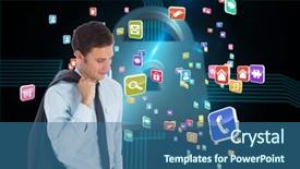  Presentation with shiny - Colorful PPT theme enhanced with locked down - smiling businessman holding his jacket backdrop and a ocean colored foreground