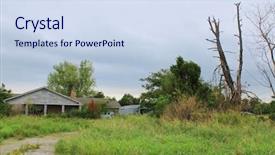  Presentation with old house - Slides enhanced with locked down - vintage old house overgrown background and a sky blue colored foreground