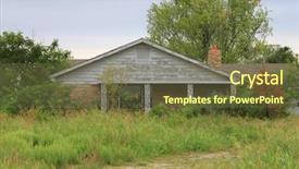  Presentation with old house - PPT layouts consisting of locked down - vintage old house overgrown background and a tawny brown colored foreground