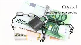  Presentation with on money - Slide deck with locked money on white background background and a white colored foreground