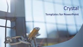 Presentation with chain link fence - Colorful slides enhanced with locked with chain and padlock backdrop and a sky blue colored foreground
