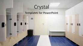  Presentation with interior - Beautiful presentation theme featuring locker - interior of an empty cloakroom backdrop and a light gray colored foreground