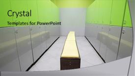  Presentation with locker room - Beautiful slide deck featuring locker room in fitness club backdrop and a yellow colored foreground
