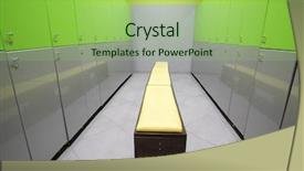  Presentation with locker room - PPT theme with locker room in fitness club background and a  colored foreground