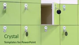  Presentation with locker room - Colorful slides enhanced with locker room in fitness club backdrop and a mint green colored foreground