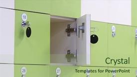  Presentation with locker room - Colorful PPT layouts enhanced with locker room in fitness club backdrop and a  colored foreground