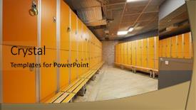  Presentation with locker room - Presentation theme enhanced with locker room with orange lockers background and a gold colored foreground