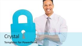  Presentation with middle ages portrait - Theme enhanced with locker sign - good looking middle aged man background and a cyan colored foreground