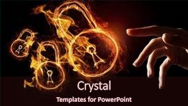  Presentation with hand touching finger digital - Slide set consisting of locker sign - hand touch light lock icon background and a wine colored foreground