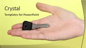  Presentation with key - Amazing slides having locker sign - key in hand on green backdrop and a blonde colored foreground