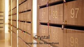  Presentation with lonely man new zealand tourists - Slide set having locker sign - many new mailboxes with keys background and a coral colored foreground