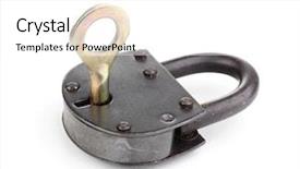  Presentation with padlock - Slides enhanced with locker sign - retro padlock with key isolated background and a white colored foreground
