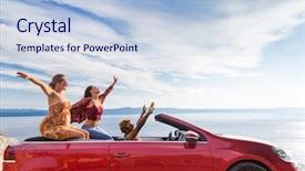  Presentation with group - Beautiful slides featuring locking freedom - group of happy young people backdrop and a light blue colored foreground