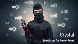  Presentation with hand tools - Theme featuring locking gools - burglar standing with tools background and a  colored foreground