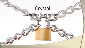  Presentation with chains - Slide deck consisting of locking gools - locked padlock with silver chains background and a white colored foreground
