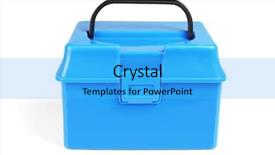  Presentation with plastic - PPT theme featuring locking gools - plastic handy tool box background and a light blue colored foreground