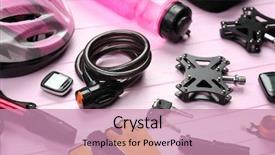  Presentation with cycling - Theme featuring locking gools - set of accessories for cycling background and a coral colored foreground